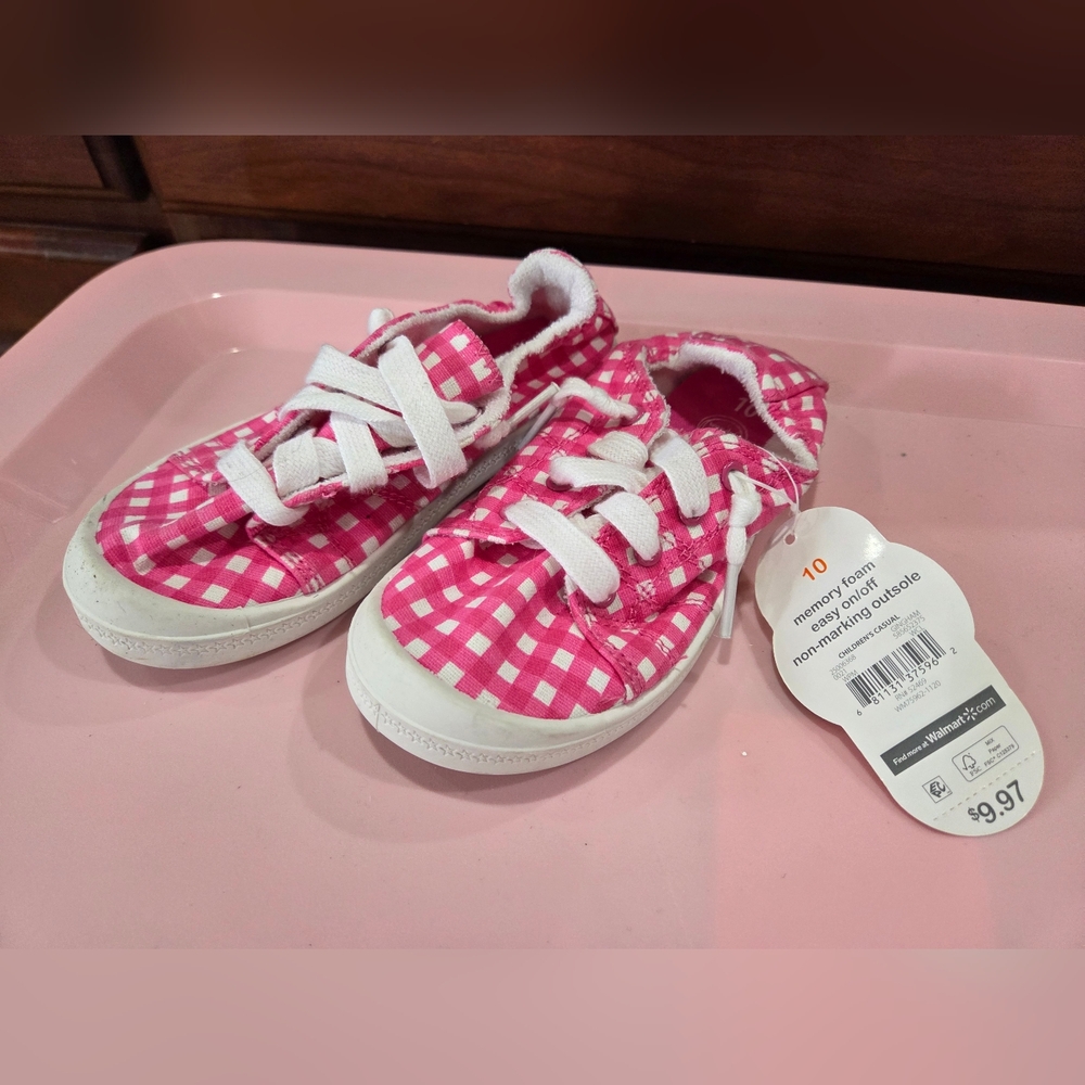 Pink Checkered Kids Shoes